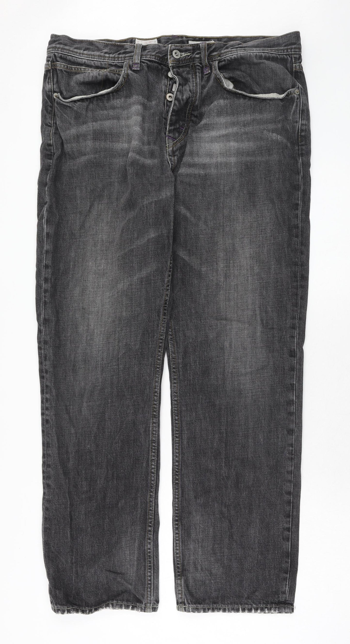 White Stuff Mens Blue Cotton Straight Jeans Size 36 in Regular Button