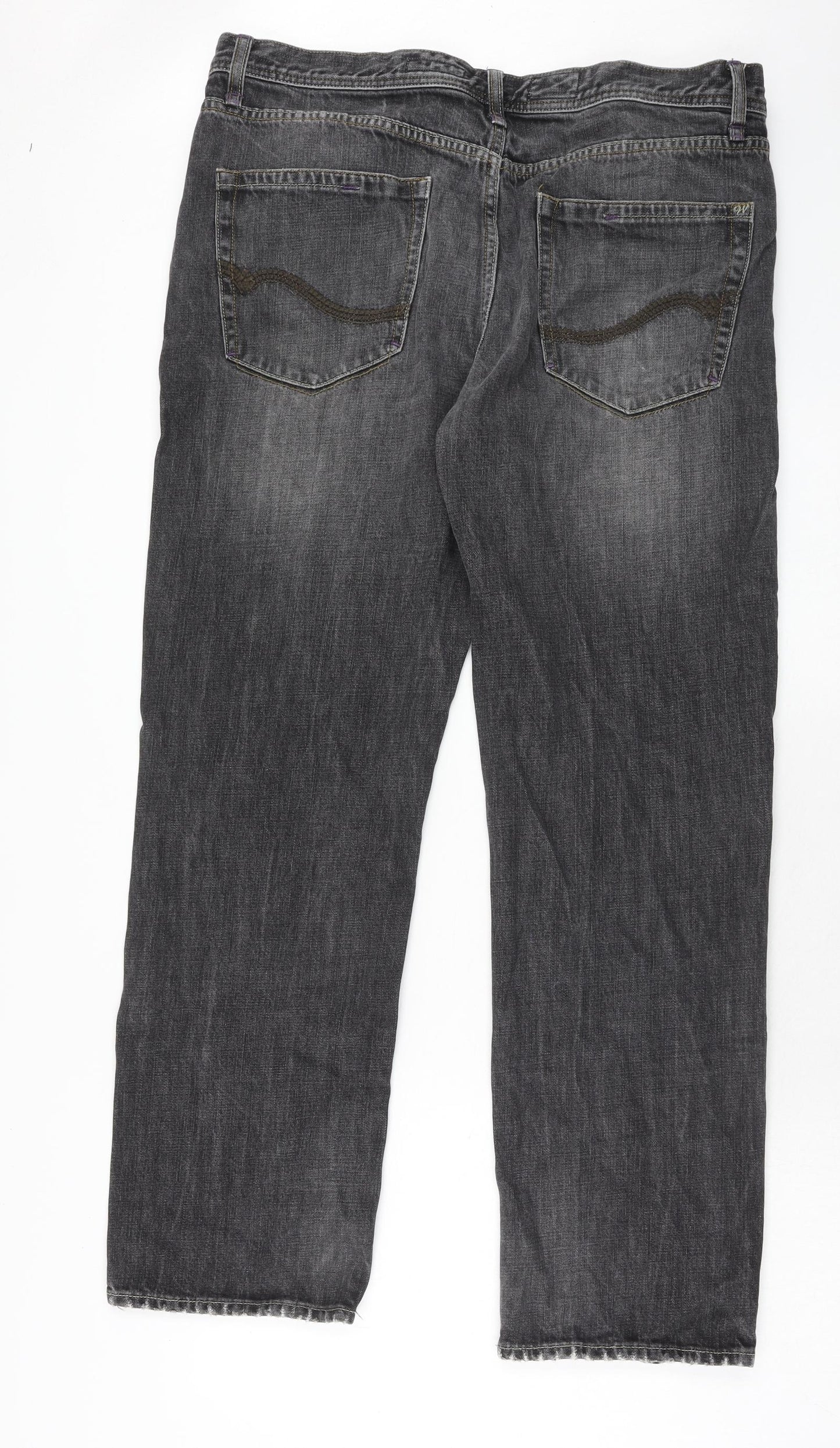 White Stuff Mens Blue Cotton Straight Jeans Size 36 in Regular Button