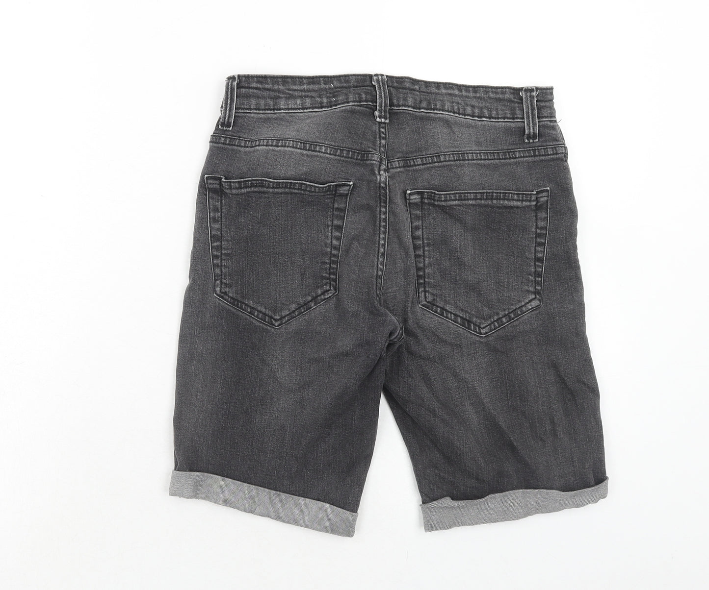 New Look Mens Grey Cotton Chino Shorts Size 30 in Regular Button