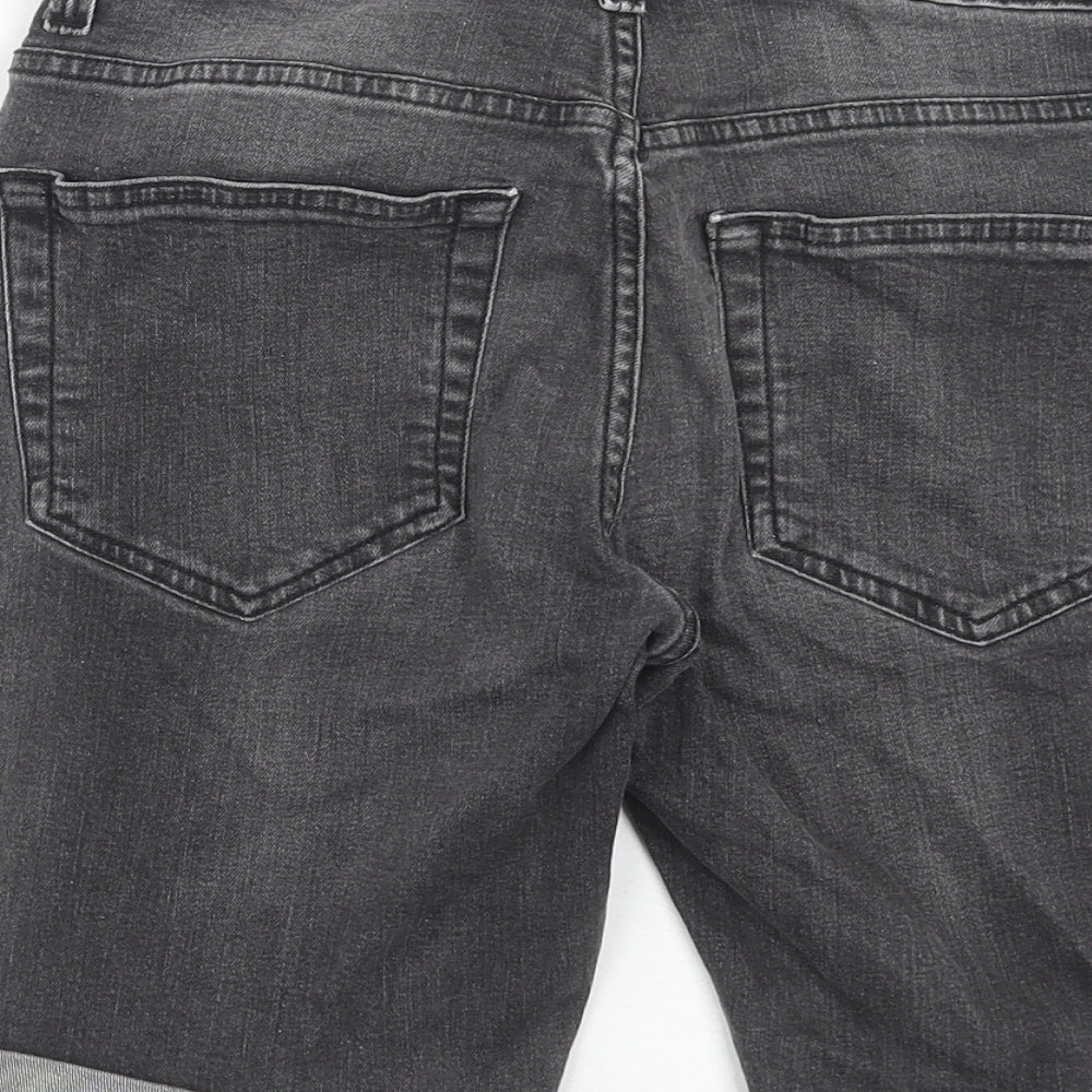 New Look Mens Grey Cotton Chino Shorts Size 30 in Regular Button