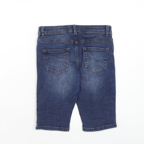 Denim & Co. Boys Blue Cotton Chino Shorts Size 10-11 Years Regular Zip - Distressed