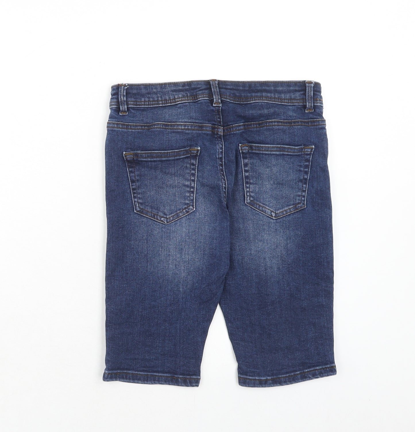 Denim & Co. Boys Blue Cotton Chino Shorts Size 10-11 Years Regular Zip - Distressed