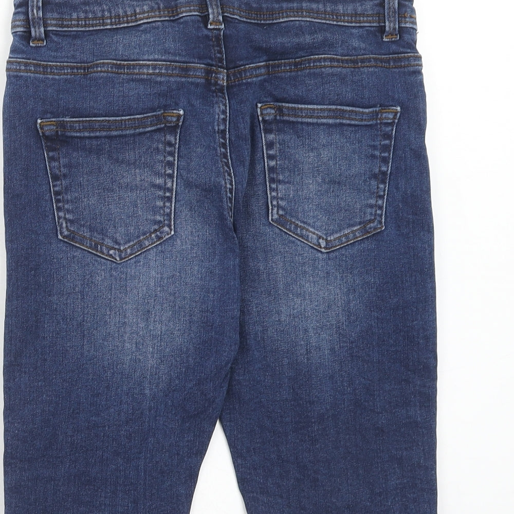 Denim & Co. Boys Blue Cotton Chino Shorts Size 10-11 Years Regular Zip - Distressed