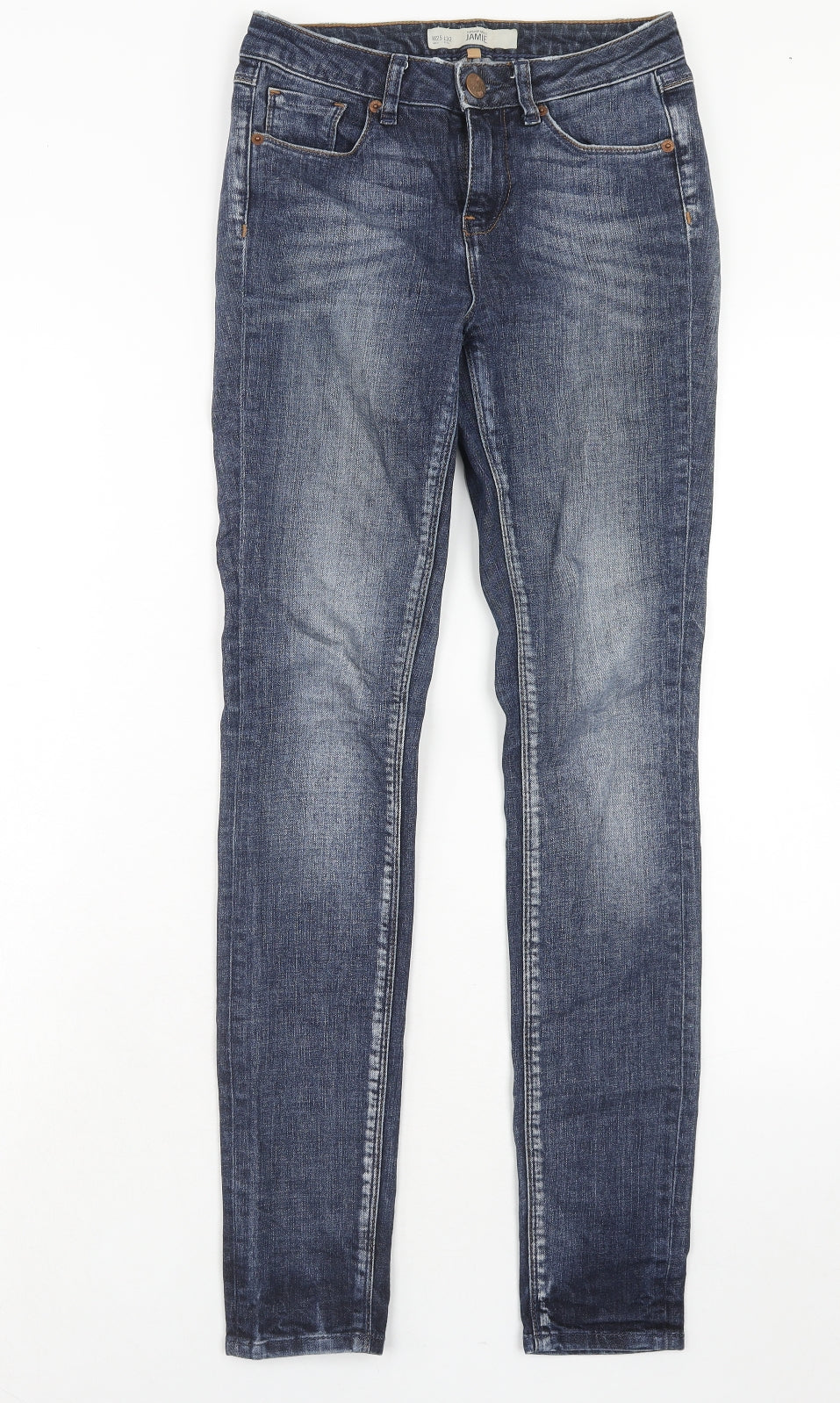 Topshop Womens Blue Cotton Skinny Jeans Size 25 in L32 in Regular Zip