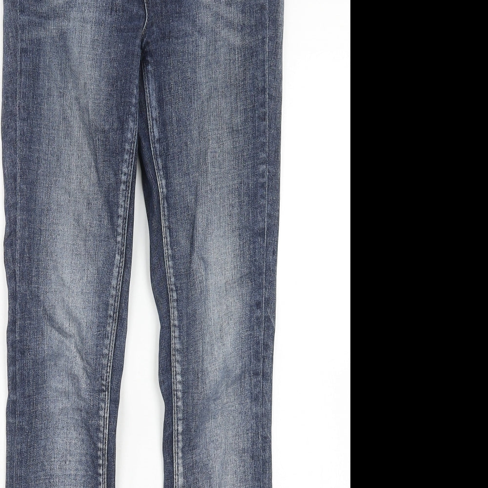 Topshop Womens Blue Cotton Skinny Jeans Size 25 in L32 in Regular Zip