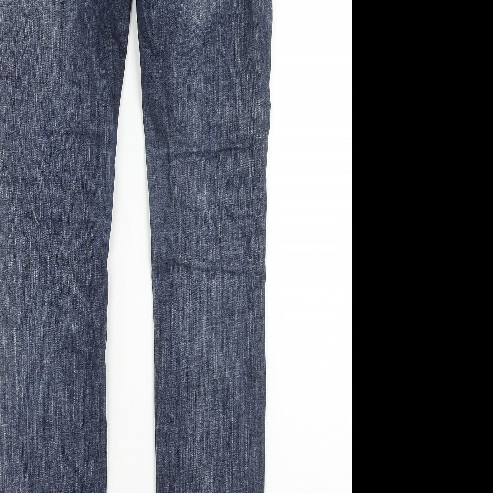 Topshop Womens Blue Cotton Skinny Jeans Size 25 in L32 in Regular Zip
