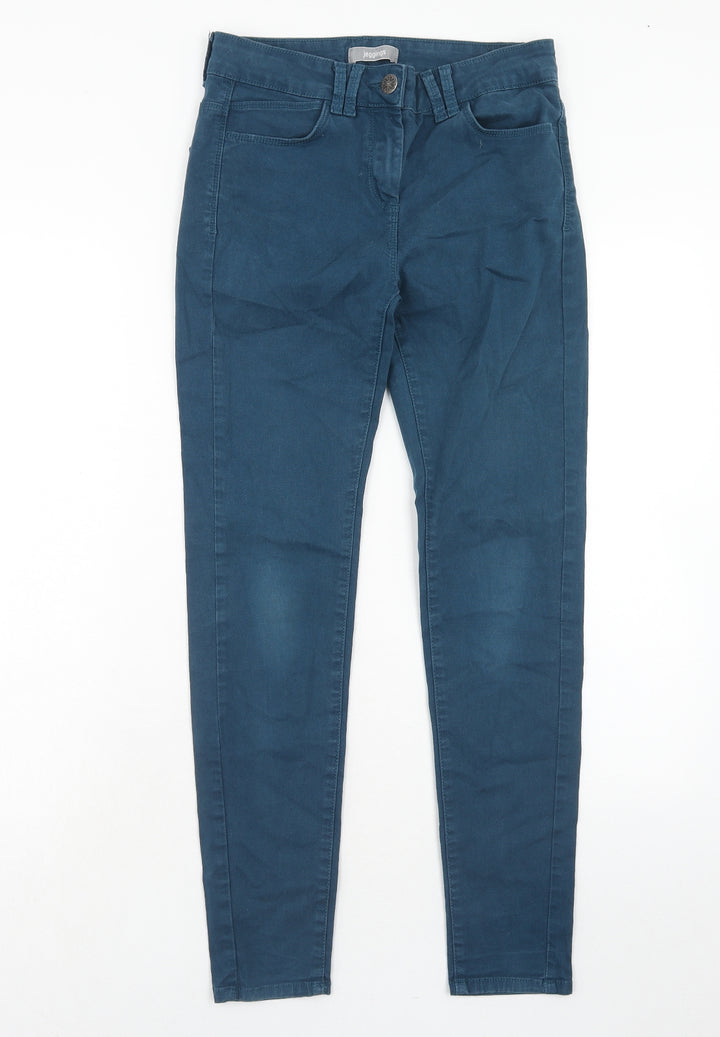 Marks and Spencer Womens Blue Cotton Skinny Jeans Size 8 Regular Zip