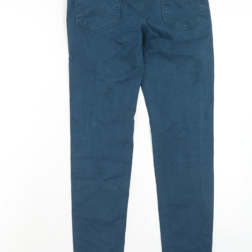 Marks and Spencer Womens Blue Cotton Skinny Jeans Size 8 Regular Zip
