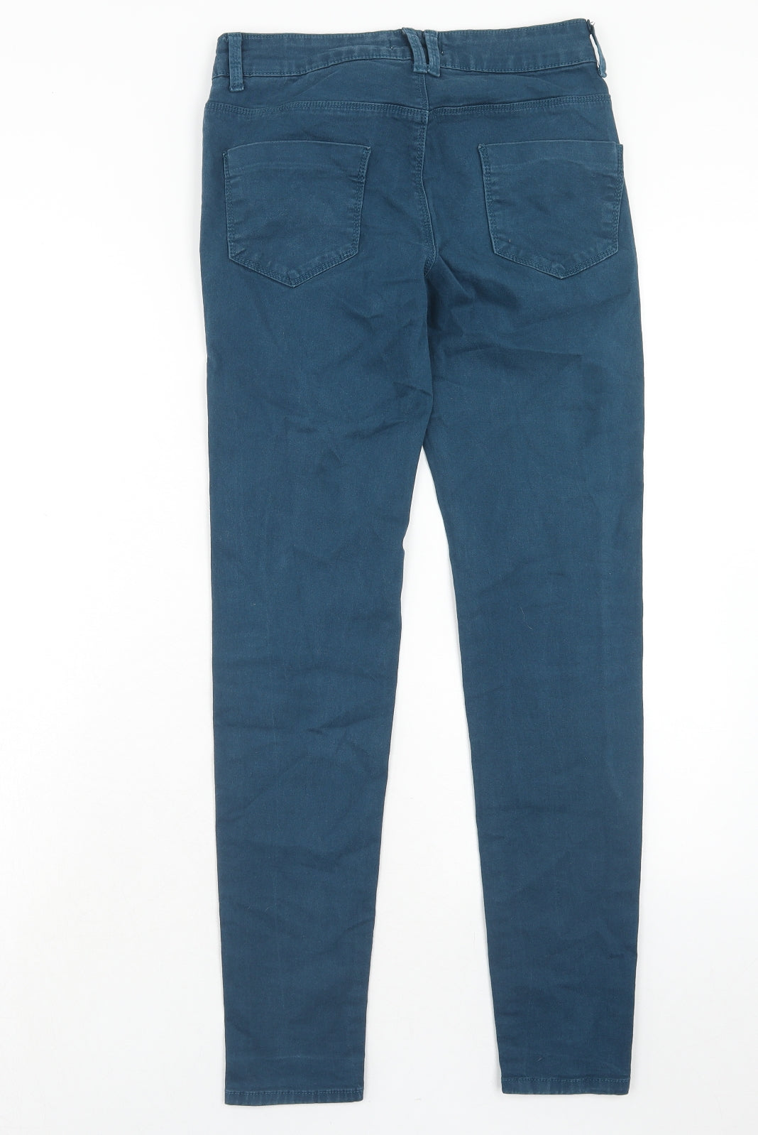 Marks and Spencer Womens Blue Cotton Skinny Jeans Size 8 Regular Zip