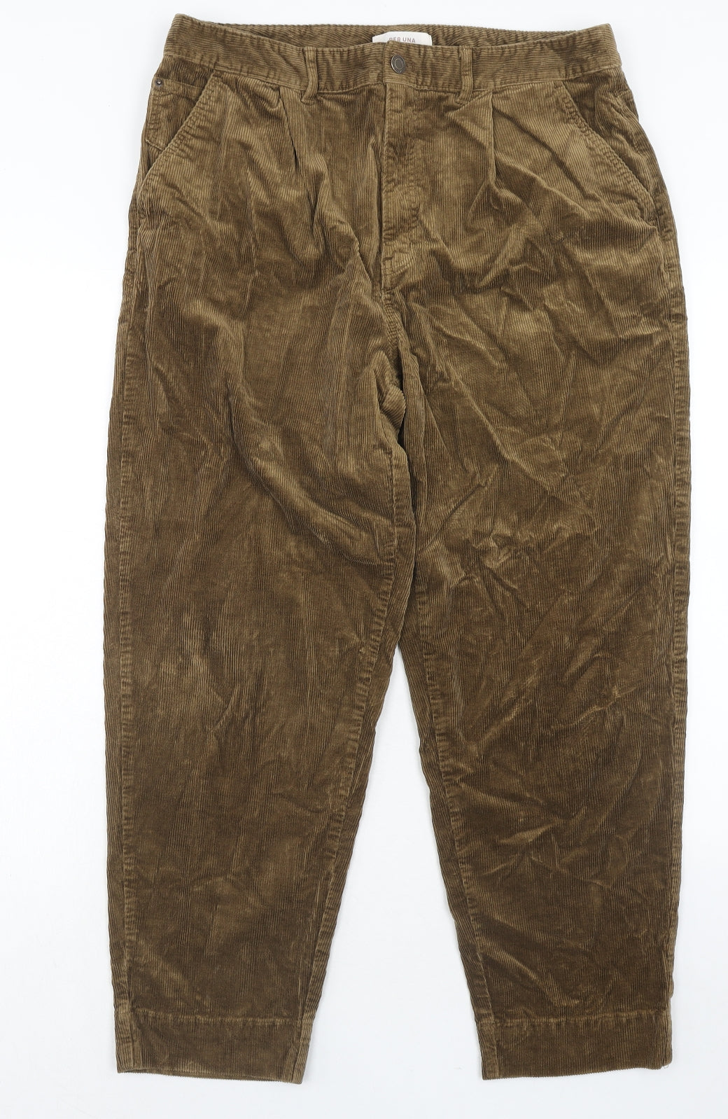 Per Una Womens Brown Cotton Trousers Size 16 Regular Zip