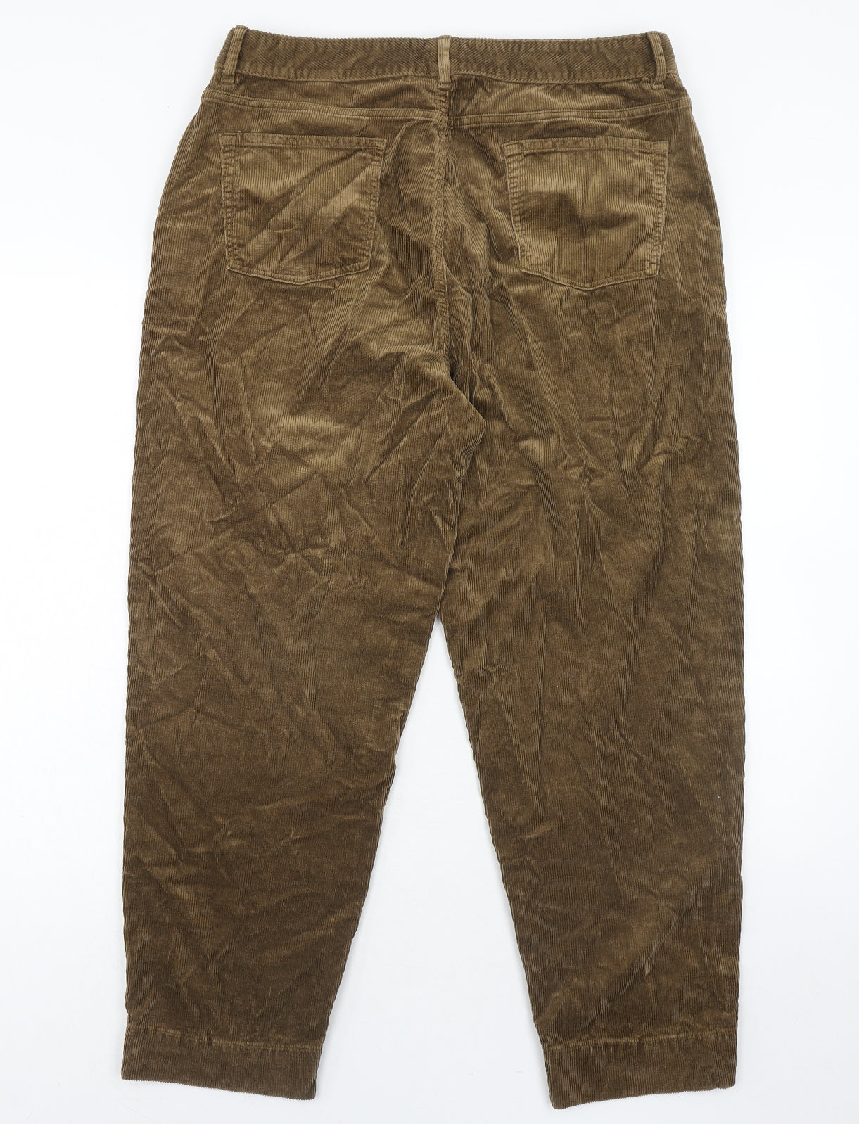 Per Una Womens Brown Cotton Trousers Size 16 Regular Zip