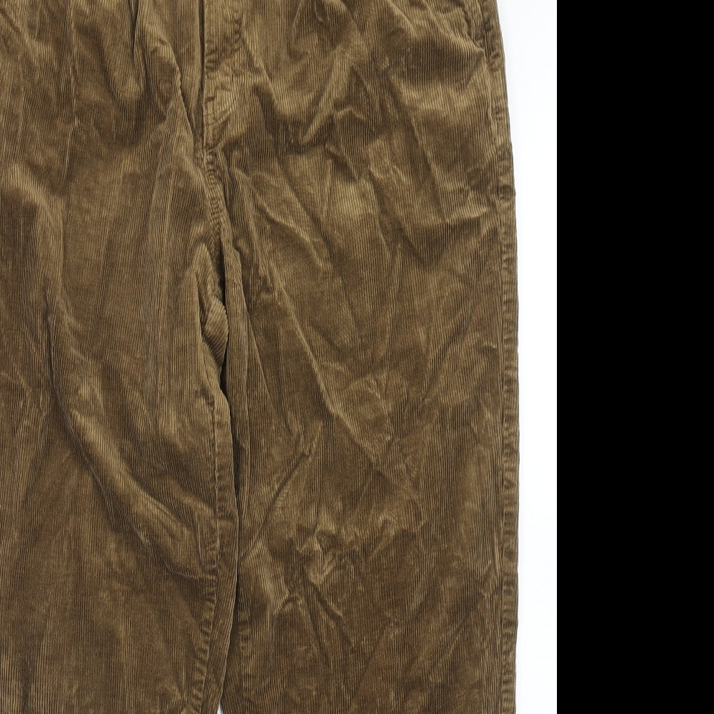 Per Una Womens Brown Cotton Trousers Size 16 Regular Zip