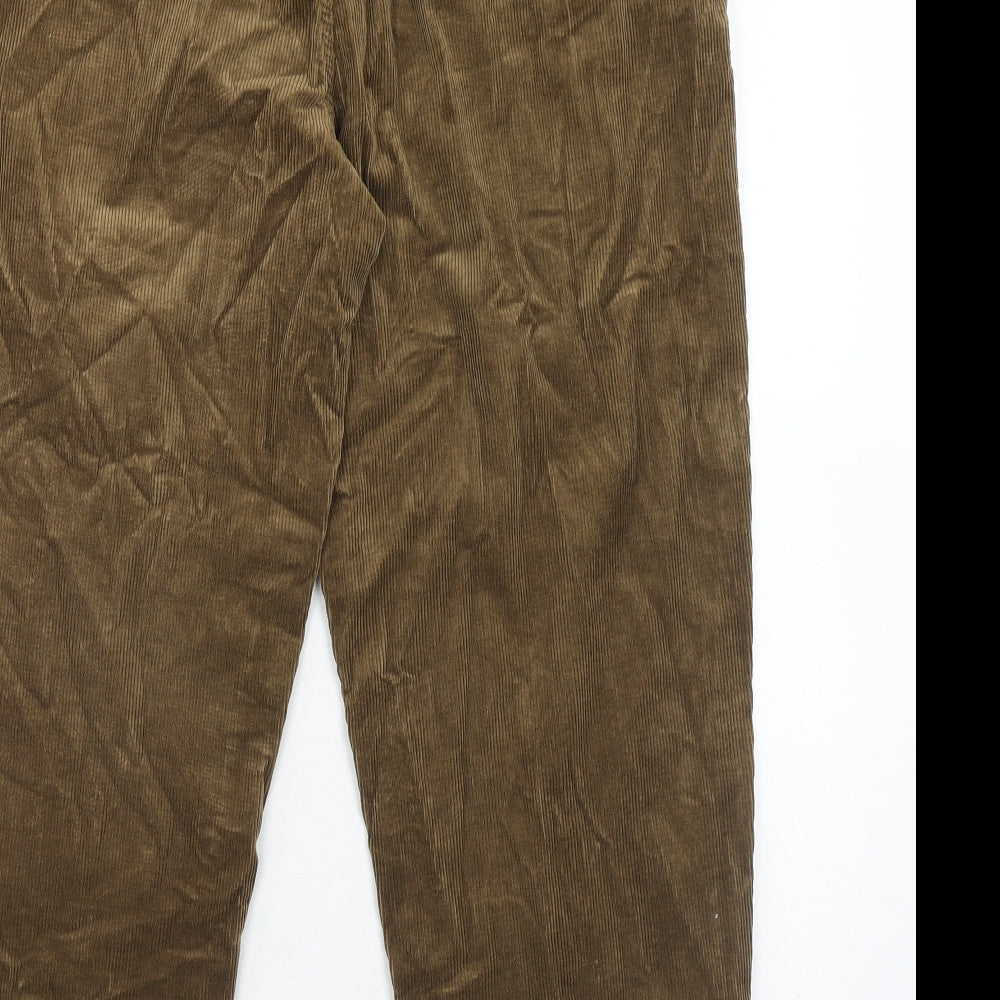 Per Una Womens Brown Cotton Trousers Size 16 Regular Zip