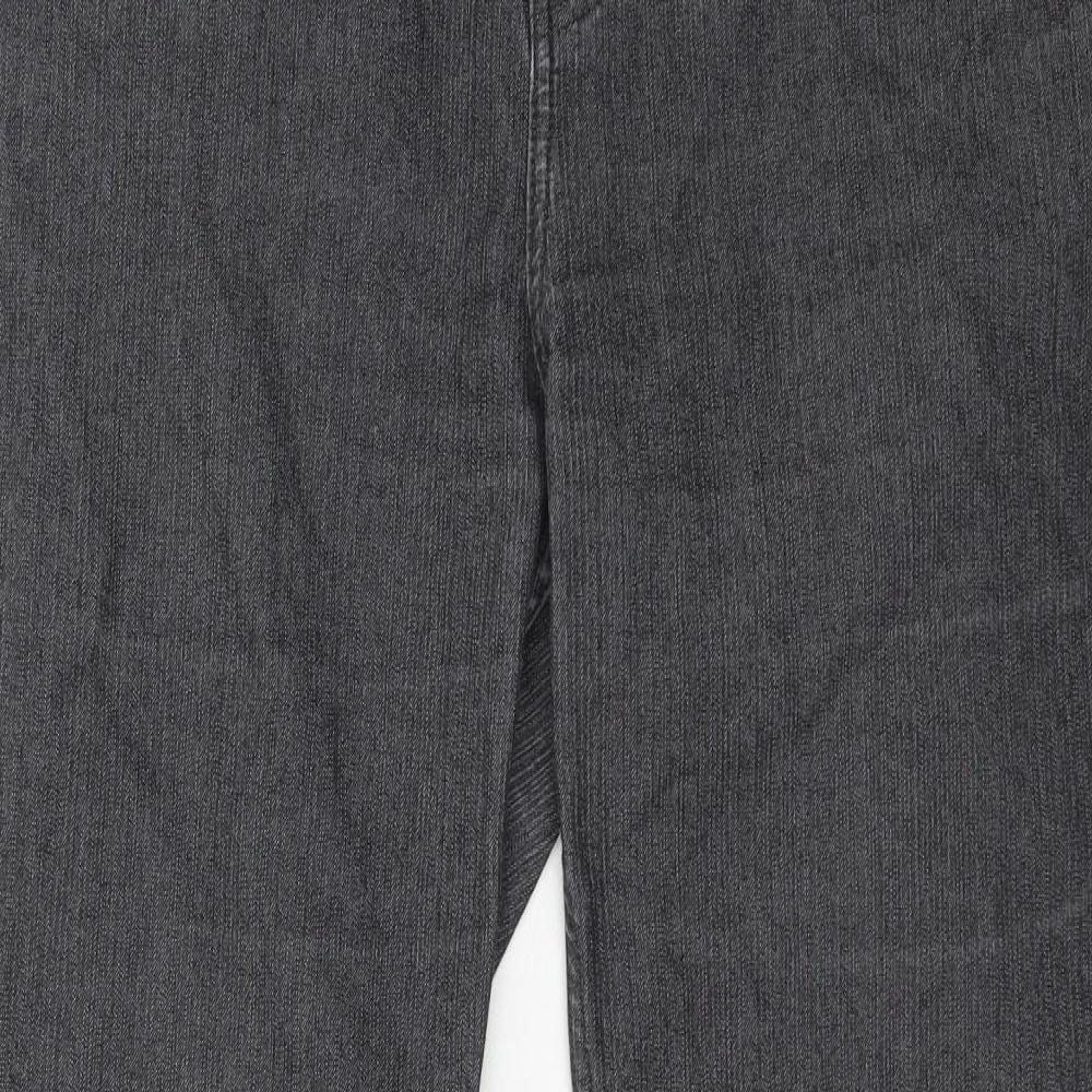 Per Una Womens Grey Cotton Straight Jeans Size 16 Regular Zip