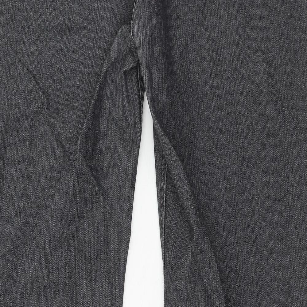 Per Una Womens Grey Cotton Straight Jeans Size 16 Regular Zip