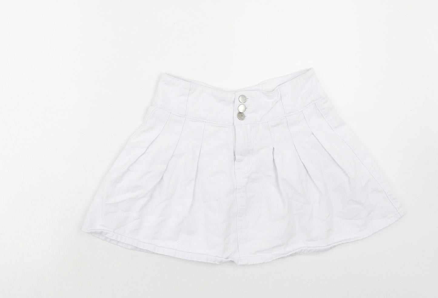 SheIn Womens White Cotton A-Line Skirt Size S Button