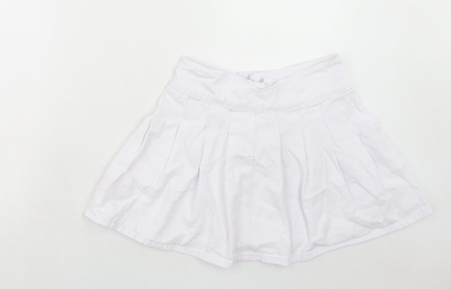 SheIn Womens White Cotton A-Line Skirt Size S Button