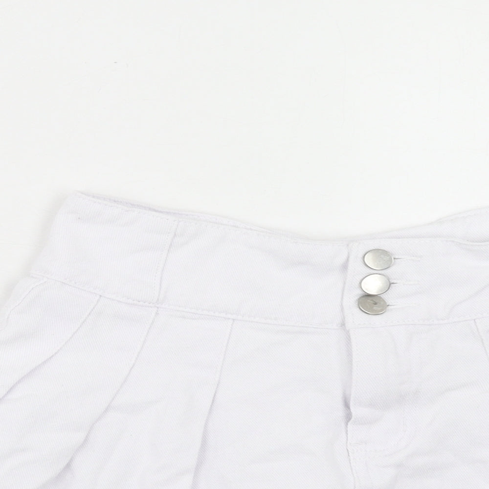 SheIn Womens White Cotton A-Line Skirt Size S Button