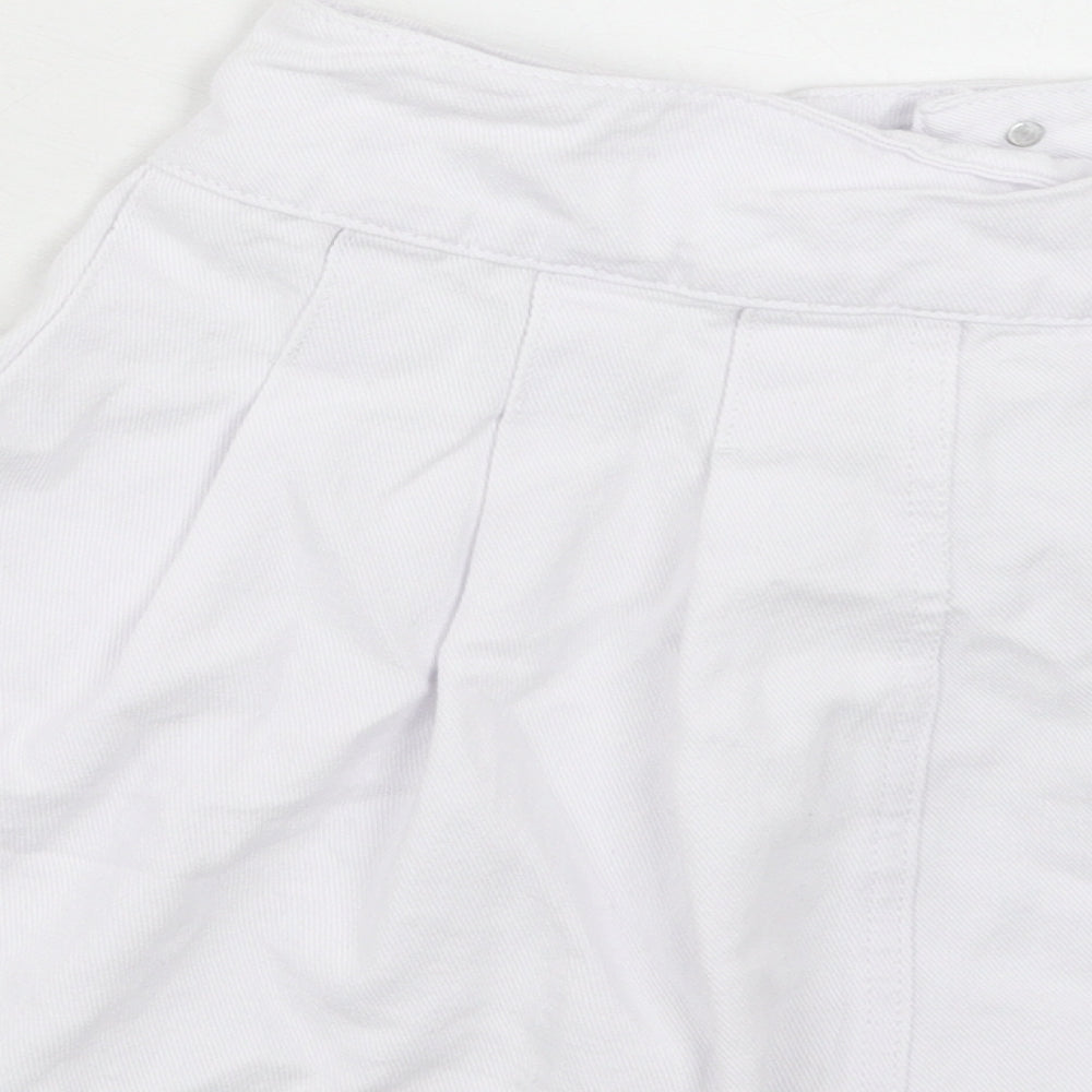SheIn Womens White Cotton A-Line Skirt Size S Button