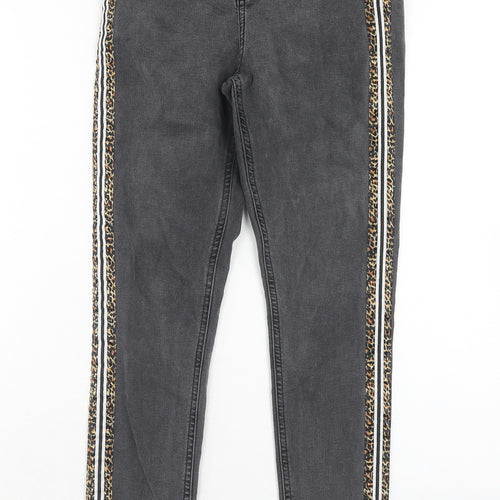 Topshop Womens Grey Cotton Skinny Jeans Size 28 in L30 in Regular Zip