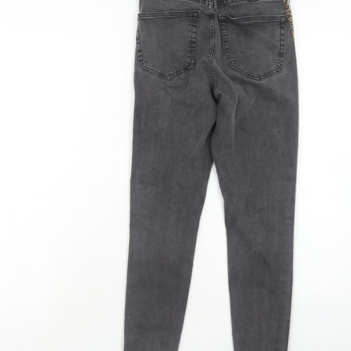 Topshop Womens Grey Cotton Skinny Jeans Size 28 in L30 in Regular Zip