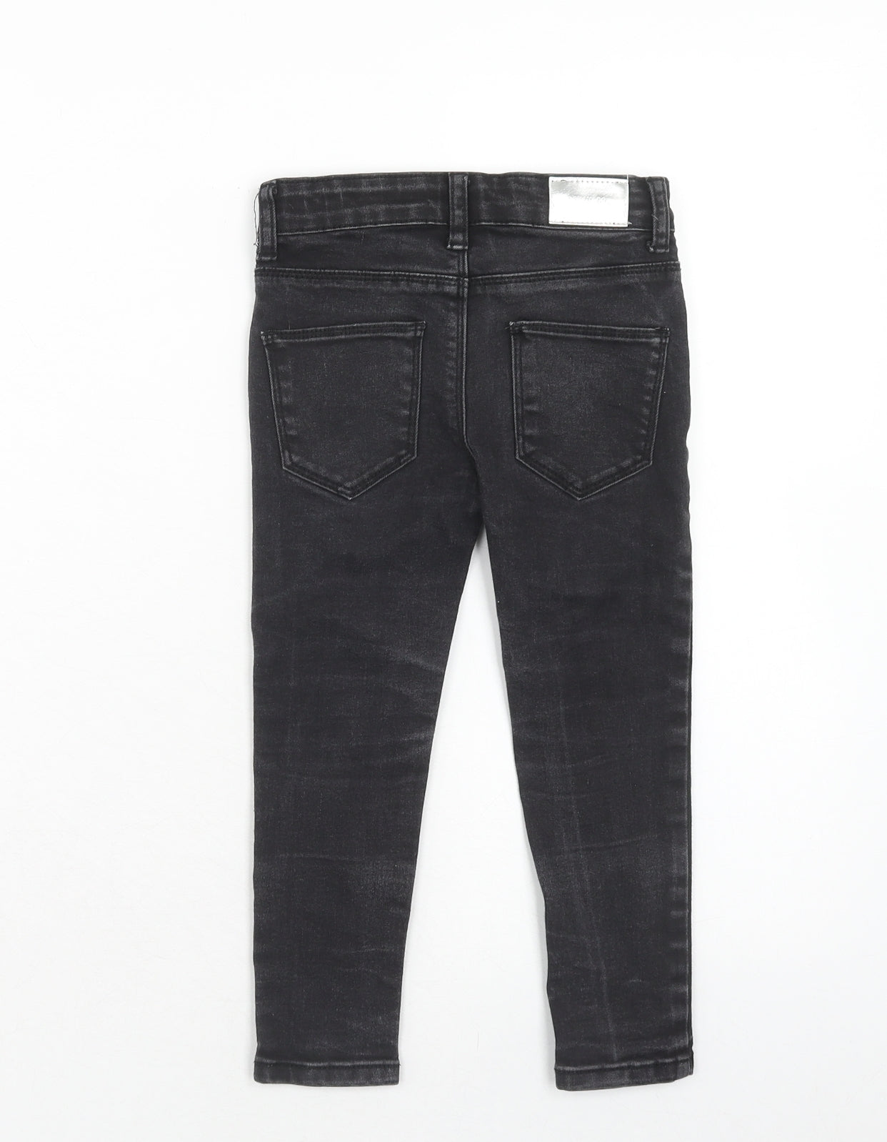 Denim & Co. Boys Black Cotton Skinny Jeans Size 3-4 Years Regular Zip