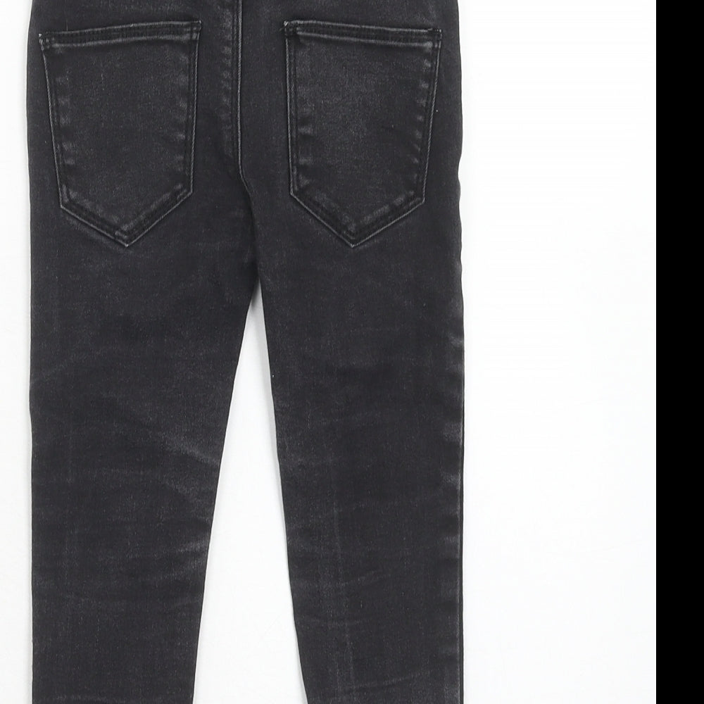 Denim & Co. Boys Black Cotton Skinny Jeans Size 3-4 Years Regular Zip