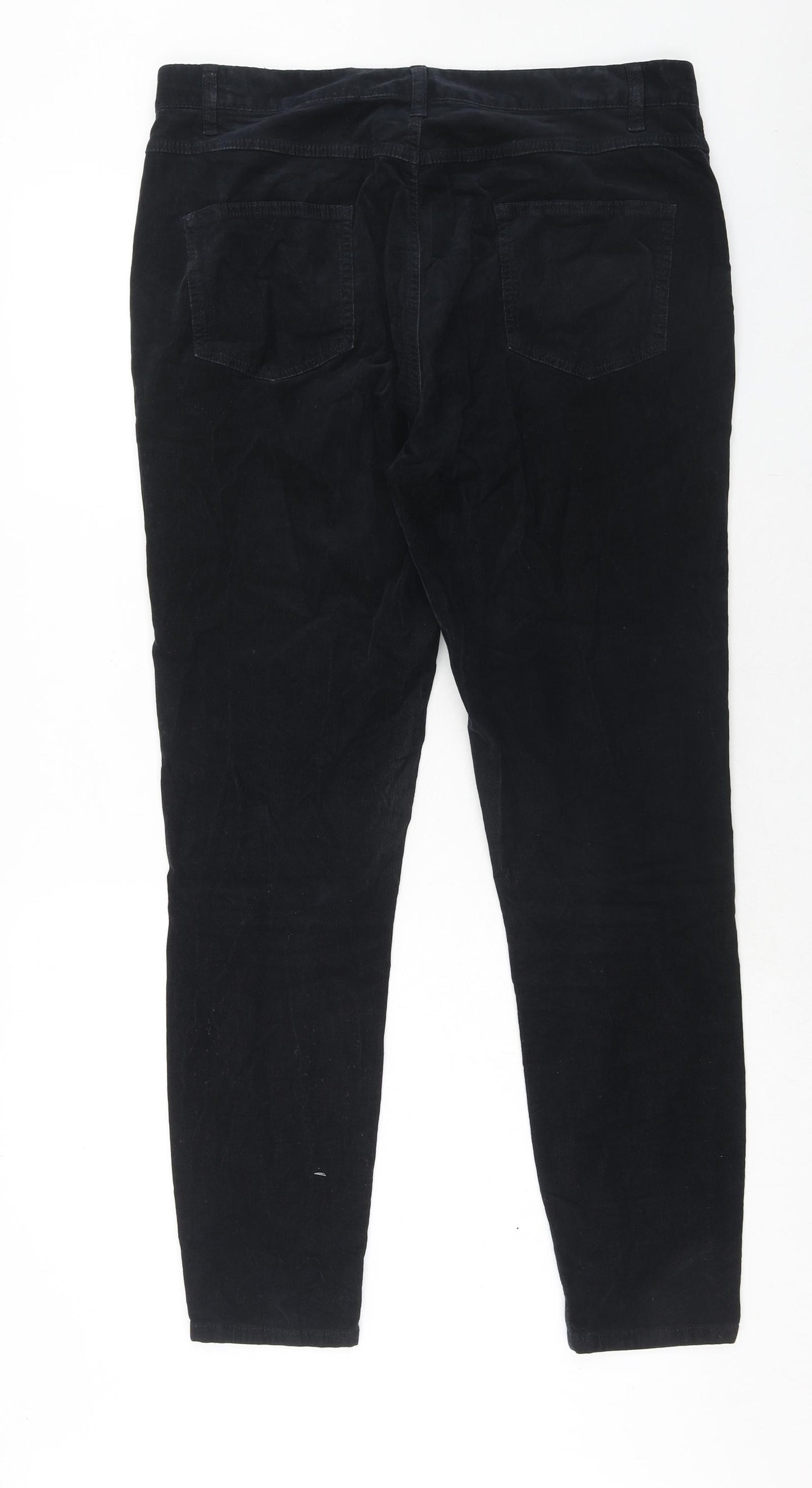 Marks and Spencer Womens Blue Cotton Trousers Size 16 Regular Zip