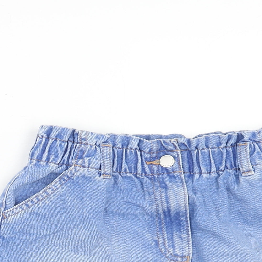 NEXT Girls Blue Cotton Mini Skirt Size 10 Years Regular Zip
