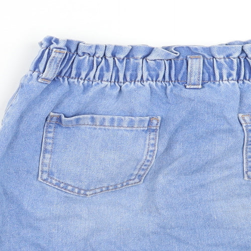 NEXT Girls Blue Cotton Mini Skirt Size 10 Years Regular Zip