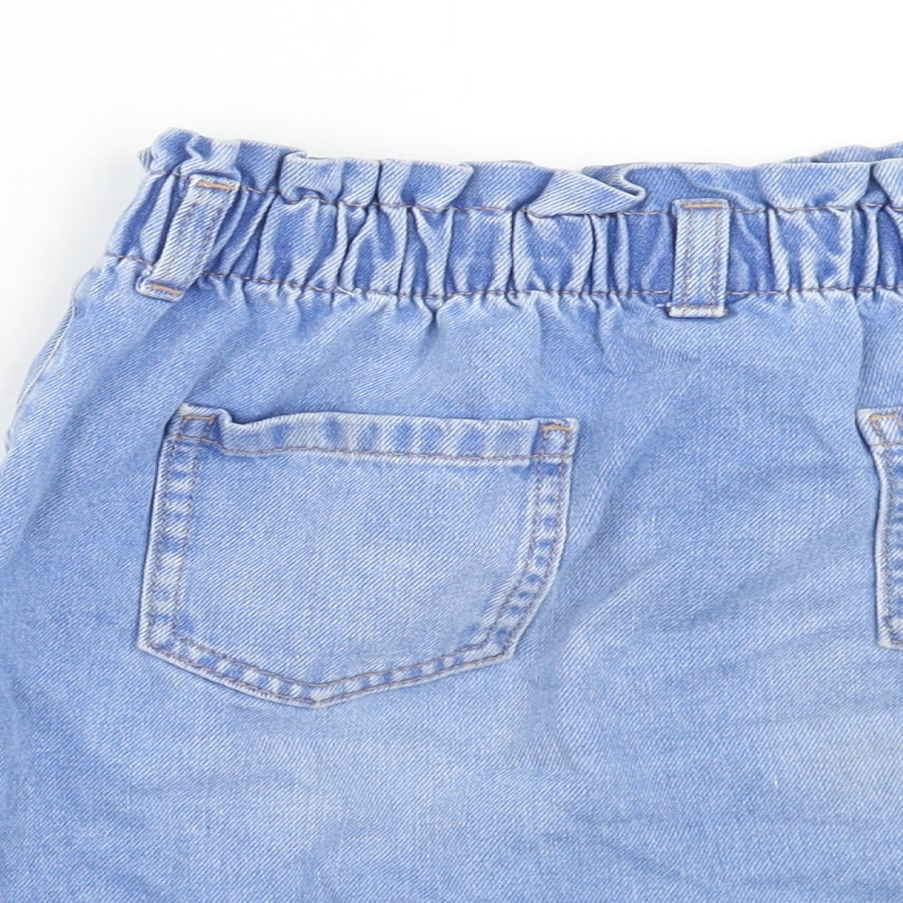 NEXT Girls Blue Cotton Mini Skirt Size 10 Years Regular Zip