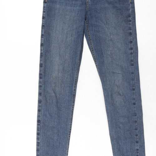 Topshop Womens Blue Cotton Skinny Jeans Size 25 in L34 in Regular Zip