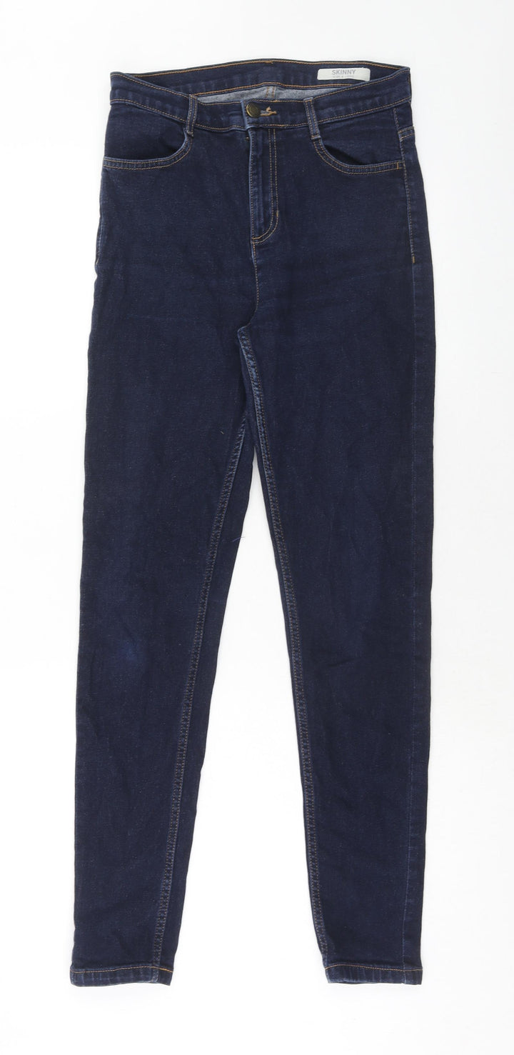 Marks and Spencer Womens Blue Cotton Skinny Jeans Size 8 Regular Zip