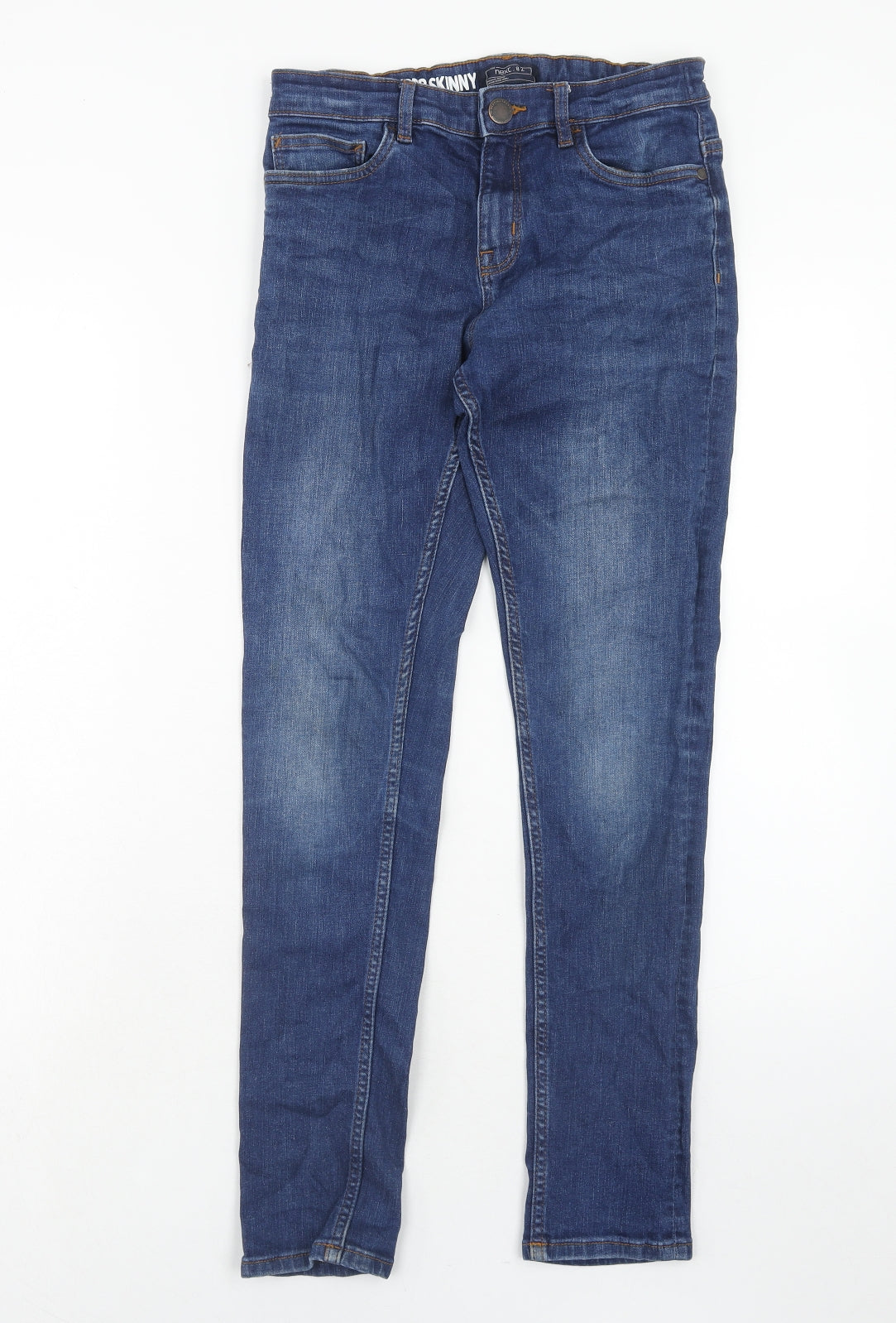 NEXT Boys Blue Cotton Skinny Jeans Size 14 Years Regular Zip