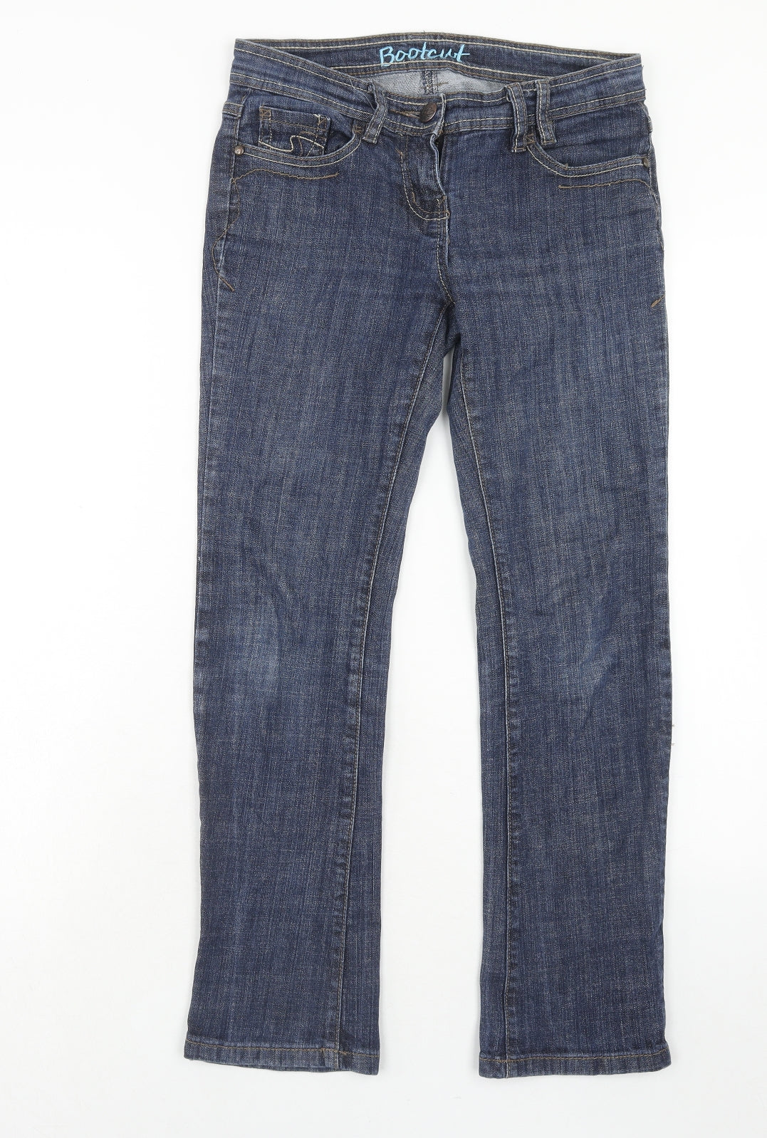 NEXT Womens Blue Cotton Straight Jeans Size 8 Regular Zip