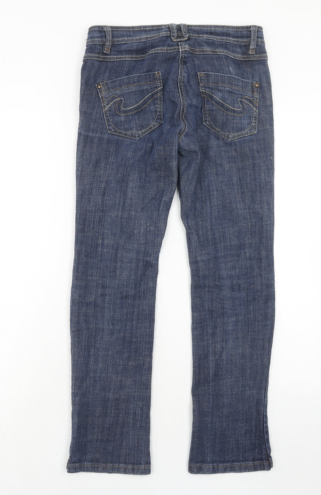NEXT Womens Blue Cotton Straight Jeans Size 8 Regular Zip