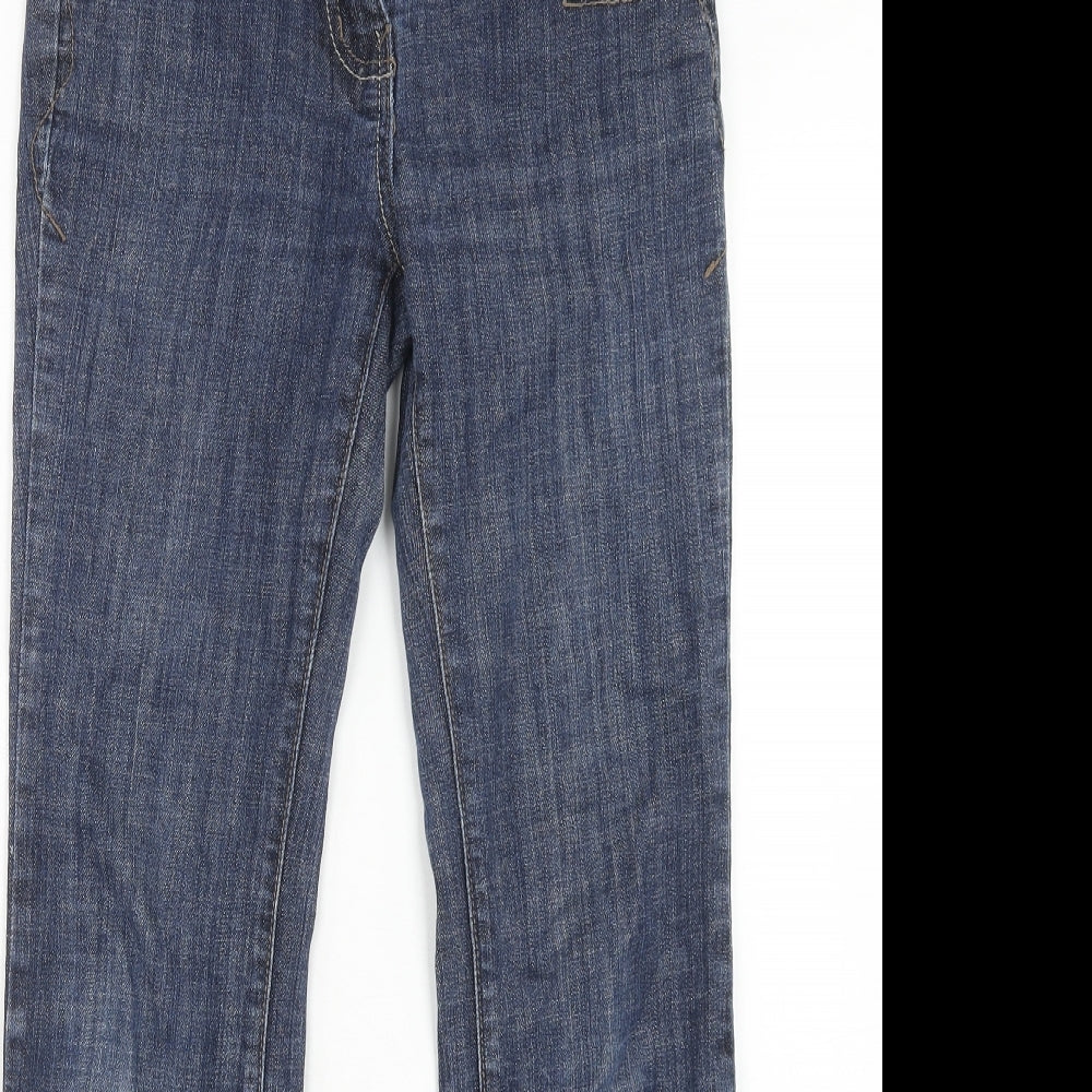 NEXT Womens Blue Cotton Straight Jeans Size 8 Regular Zip