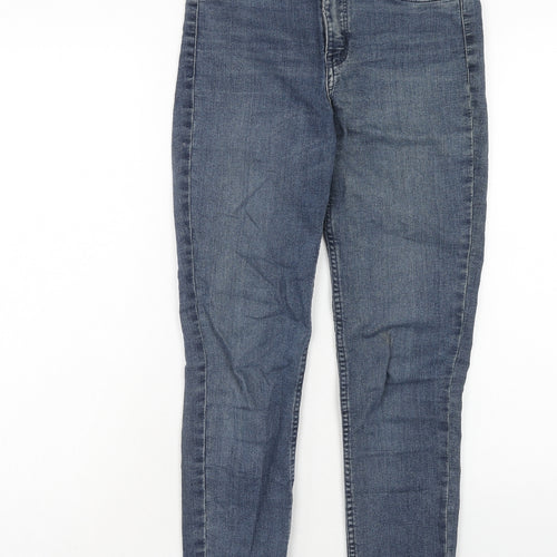 H&M Womens Blue Cotton Skinny Jeans Size 8 Regular Zip