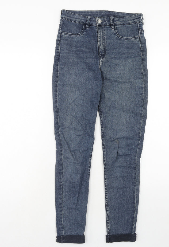 H&M Womens Blue Cotton Skinny Jeans Size 8 Regular Zip