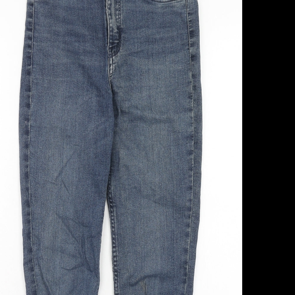 H&M Womens Blue Cotton Skinny Jeans Size 8 Regular Zip