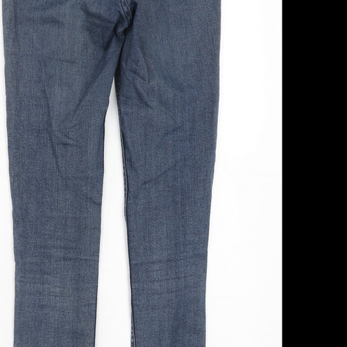 H&M Womens Blue Cotton Skinny Jeans Size 8 Regular Zip