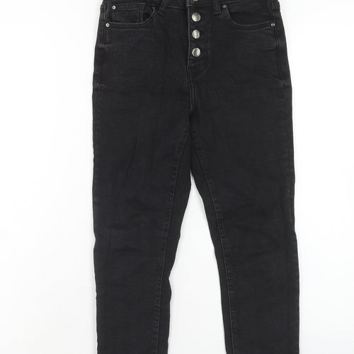 Denim & Co. Womens Black Cotton Straight Jeans Size 8 Regular Zip
