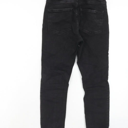 Denim & Co. Womens Black Cotton Straight Jeans Size 8 Regular Zip