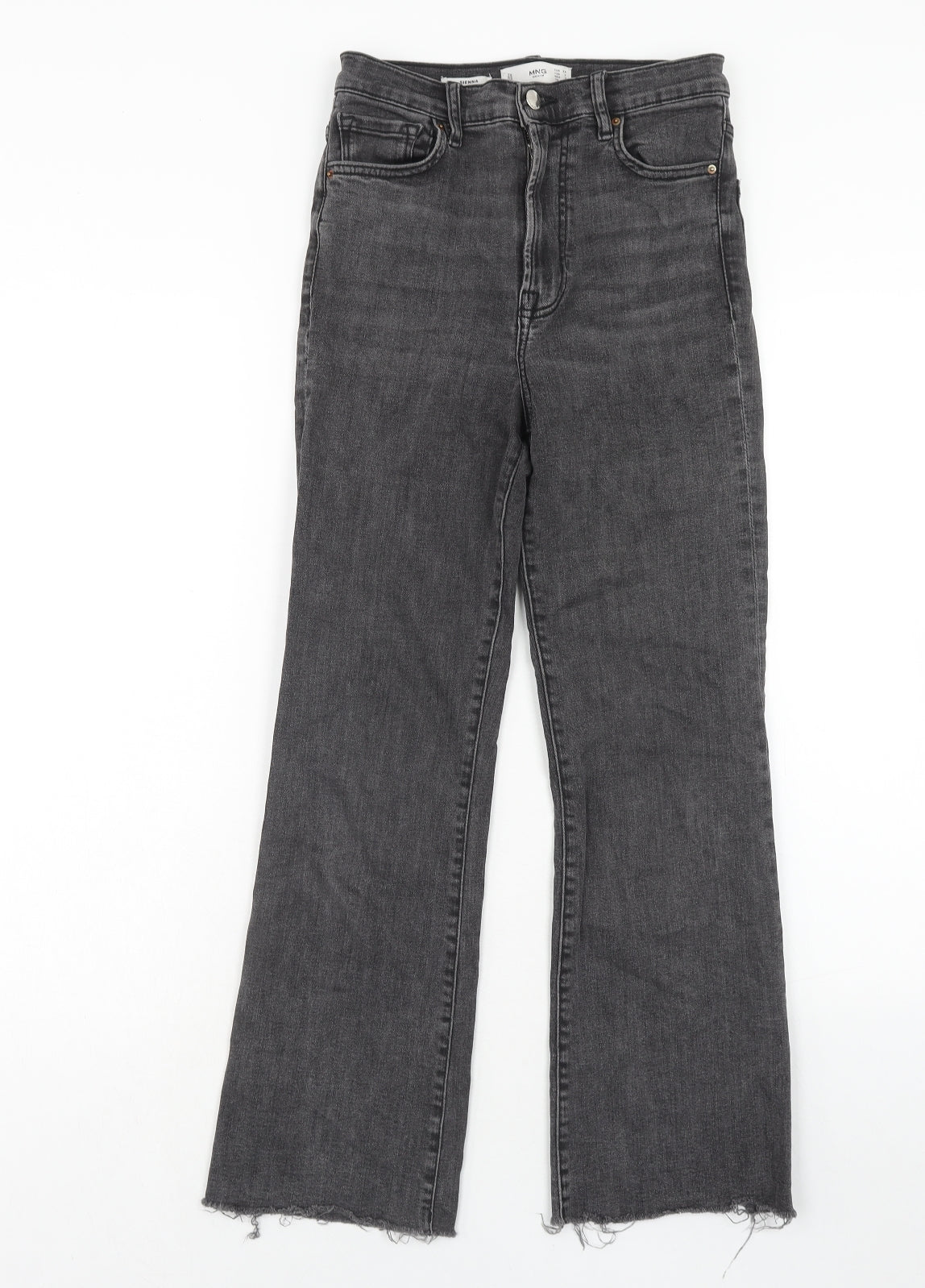 Mango Womens Black Cotton Bootcut Jeans Size 8 Regular Zip