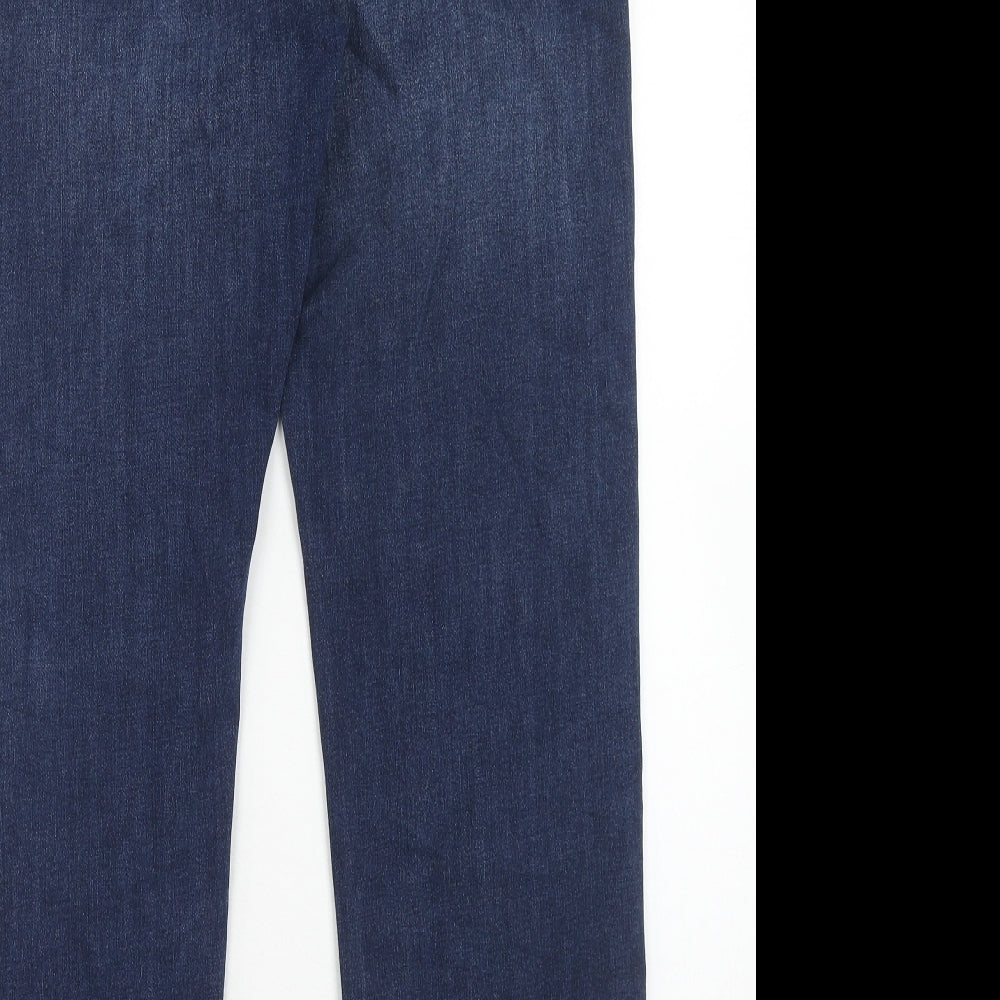 Marks and Spencer Womens Blue Cotton Straight Jeans Size 14 Regular Zip