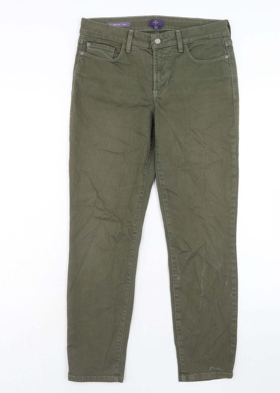 NYDJ Womens Green Cotton Straight Jeans Size 10 Regular Zip