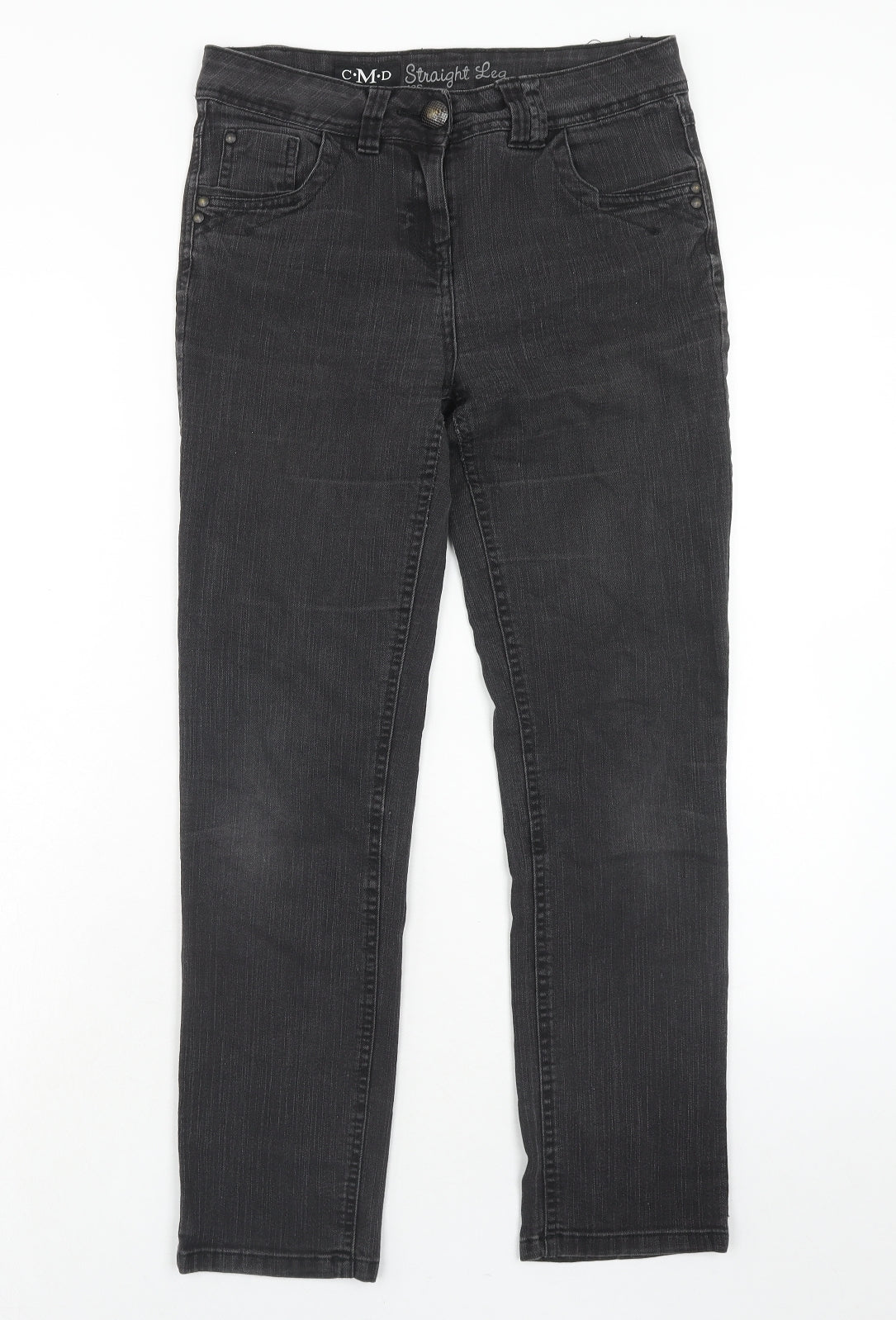 TU Womens Black Cotton Straight Jeans Size 10 Regular Zip