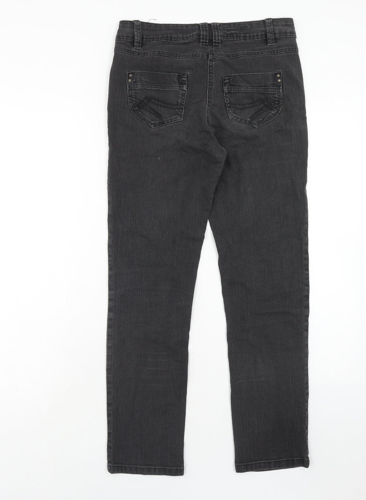 TU Womens Black Cotton Straight Jeans Size 10 Regular Zip