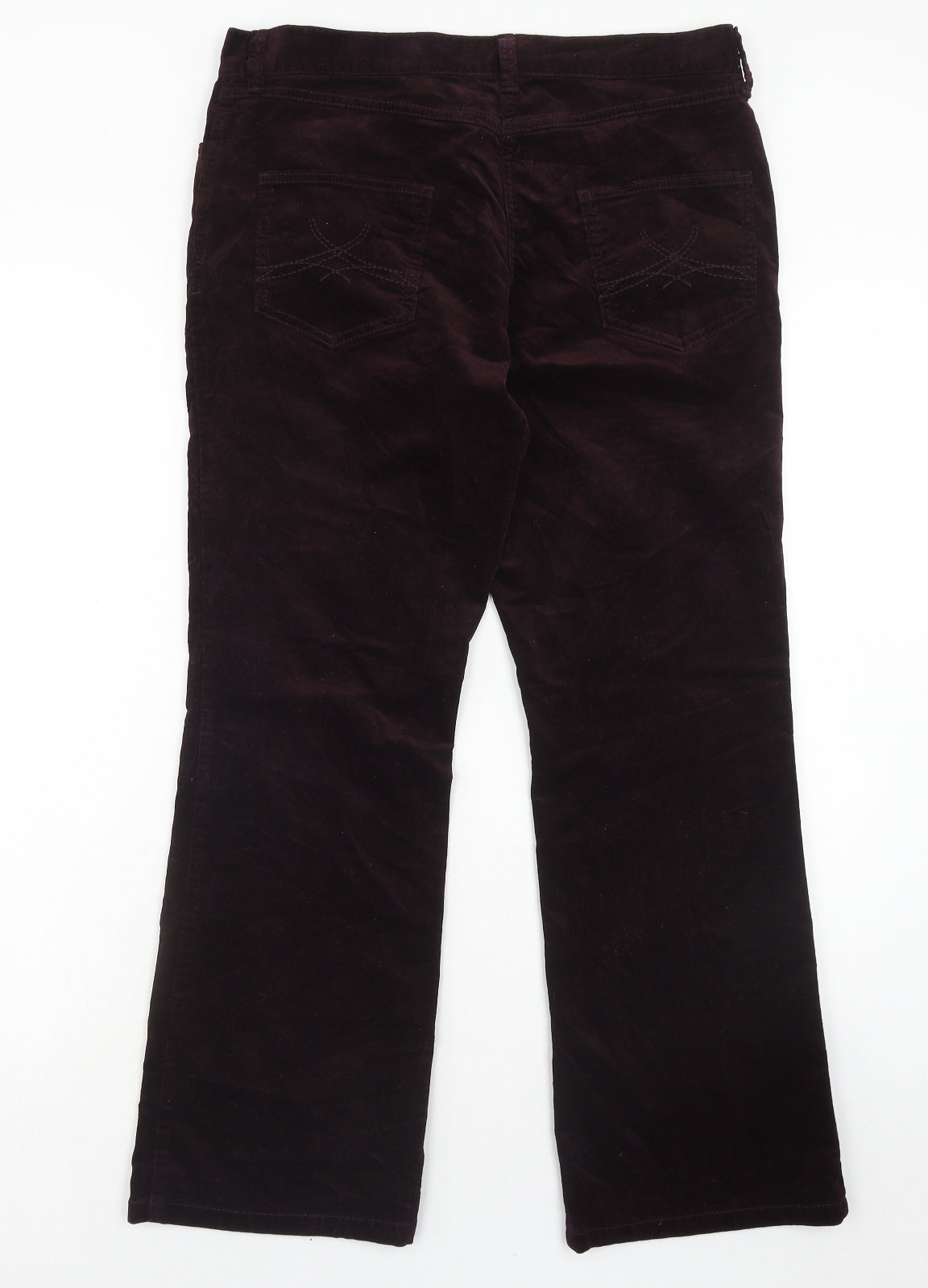 Marks and Spencer Womens Purple Cotton Trousers Size 14 Regular Zip