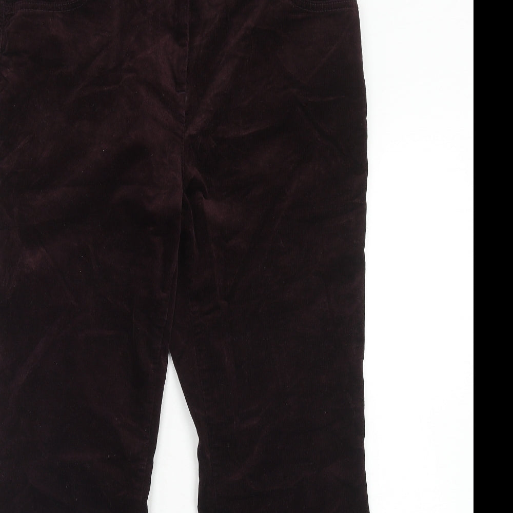 Marks and Spencer Womens Purple Cotton Trousers Size 14 Regular Zip